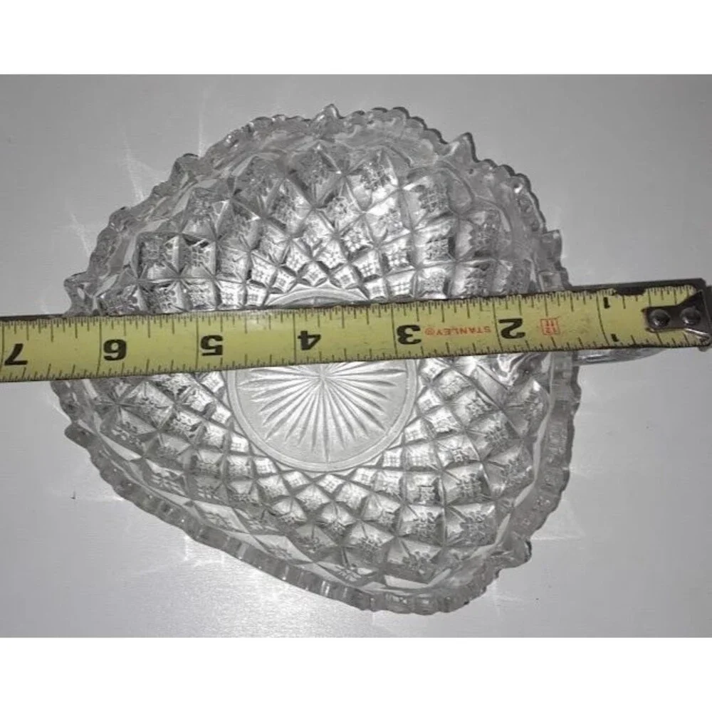 Vintage Anchor Hocking Waterford Waffle Clear Glass Handled Dish Bowl 7 inch